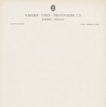 (725-01)  Auburn Cord Duesenberg Co. Blank Stationary