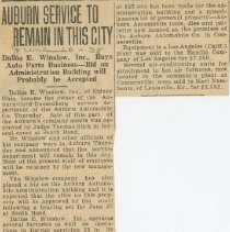 (726-01) "Auburn Service to Remain in this City", News Article, 1938