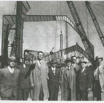(500-02(1)) Photograph of Men in Front of Allen County War Memorial