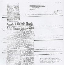 (500-03) ''Joseph J. Hulfeld Heads A.M. Strauss & Associates, Article, 1958