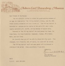 (593-01) Folder 593-Auburn-Cord-Duesenberg Museum Letter to Members of the