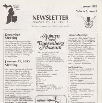 (595-01) Folder 595-Maumee Valley Chapter Newsletter Volume 2 Issue 1, 1982