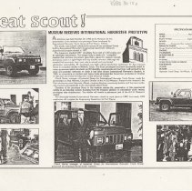 (600-01) Folder 600-''Great Scout!" Museum receives International Harvester