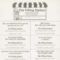 (620-01) Coupons for "The Filling Station" Ice Cream Shop