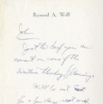 (528-01A) Notes from the Desk of Raymond A. Wolff