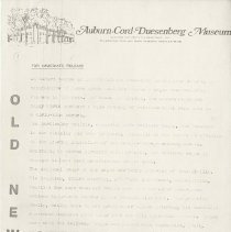 (533-01) Press Release for Buggy in the Auburn-Cord-Duesenberg Museum