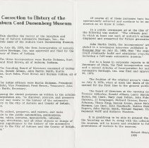 (917-02)  Correction to the History of the Auburn Cord Duesenberg Museum -