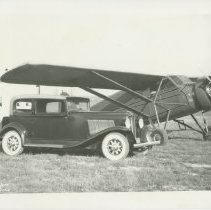 (412A) 1931 Auburn 8-98 Brougham at Auburn Airport with Stinson Airplane