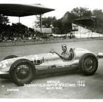 (341) Indy 500 1947 And 1948 Winner Mauri Rose In Blue Crown Spark Plug Rac