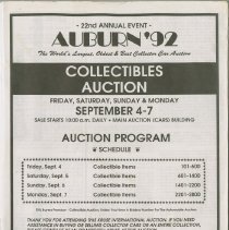 Collectible Auction 1992 Booklet