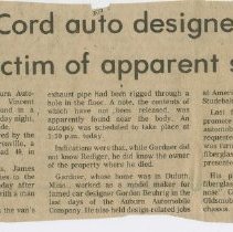 "Former Cord auto designer found victim of apparent suicide" May 17, 1976