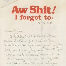 Memo to Jim Corbin from Jack about the "Legion Firing Squad." page 1