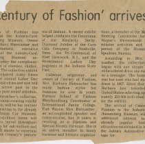 "’Century of Fashion’ arrives" The Evening Star, August 21, 1976