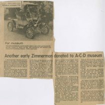 "Another early Zimmerman donated to A – C – D museum" The Evening Star