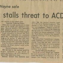 "Court stalls threat to ACD auction The Evening Star, August 11, 1977