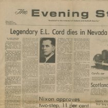 "Legendary E.L. Cord dies in Nevada at age 79" Evening Star, January 3,1974