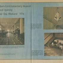 "Auburn Cord Duesenberg Museum Grand Opening Labor Day Weekend 1974"