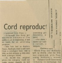 "Cord reproduction effort frustrating" The Evening Star, December 3, 1974
