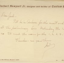 Letter from J. Herbert Newport Jr. to Jack about being in Auburn