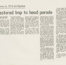 "Restored Imp to head parade" James Kromer, The Evening Star