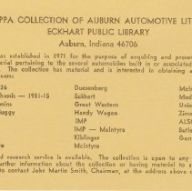 Tri Kappa Collection of Auburn Automotive Literature Eckhart Public Library