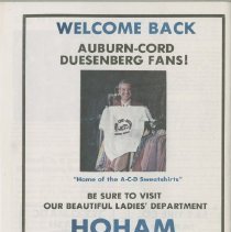 Eighteenth Annual Auburn-Cord-Duesenberg Festival Souvenir Booklet, back