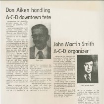 "Don Aiken handling A – C – D downtown fete"