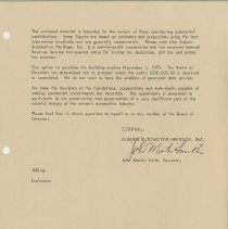 Letter from the Auburn Auto Heritage about raising funds for museum. p. 2