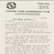 Letter to Jack and Ruth from Kenneth Van Ausdal. May 12, 1978