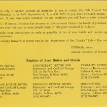 15th Annual Auburn-Cord-Duesenberg Reunion Pamphlet, Back Cover
