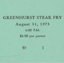 Binder 3 - 312 Greenhurst Steak Fry August 31, 1973 Ticket