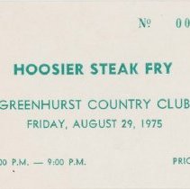 Hoosier Steak Fry Ticket, August 29, 1975