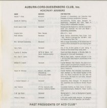 Auburn–Cord–Duesenberg Club 35th Annual Awards Banquet Program, p. 5