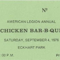 American Legion Annual Chicken bar – b – que ticket, September 4, 1976