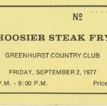 Hoosier Steak Fry ticket,  September 2, 1977