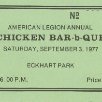 American Legion Annual Chicken bar – b – que ticket, September 3, 1977