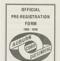Official Pre – Registration form for 23rd Annual reunion, 1978, cover