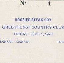 Hoosier Steak Fry ticket, September 1, 1978