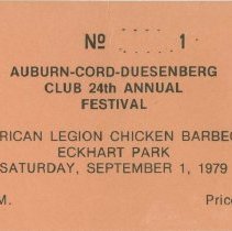 American Legion Annual Chicken bar – b – que ticket, September 1, 1979