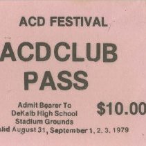 Auburn ’79 ACD Club pass ticket, front