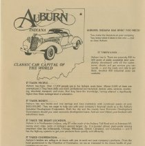 "Auburn, Indiana has what you need!" pamphlet, page 1