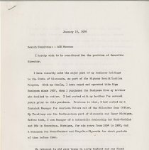 Letter from John A. Boswell for the open position at ACD Museum. p. 1