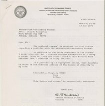 Letter from Colonel Thomas D’Andrea for the position at the Museum. p. 1