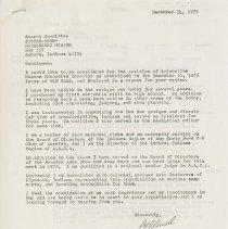 Letter to the search committee from Pat Russell. December 14, 1975, page 1
