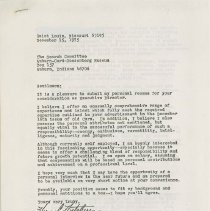 Letter to the search committee from Harry Hutcherson. Dec. 15, 1975, p. 1