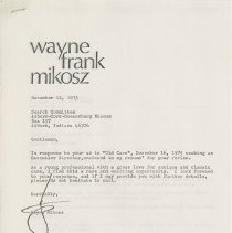 Letter to the search committee from Wayne Mikosz. December 11, 1975, page 1