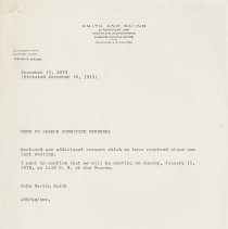Memo to the search committee about a meeting on January 11, 1976
