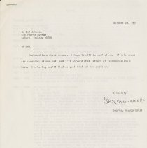 Letter to Del Johnson from Skip Marketti with his resume. page 1