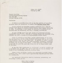 Letter to the search committee from R. W. McEwan. January 6, 1976, page 1