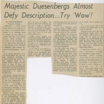 "Majestic Duesenbergs Almost Defy Description…Try ‘Wow!’" The News-Sentinel